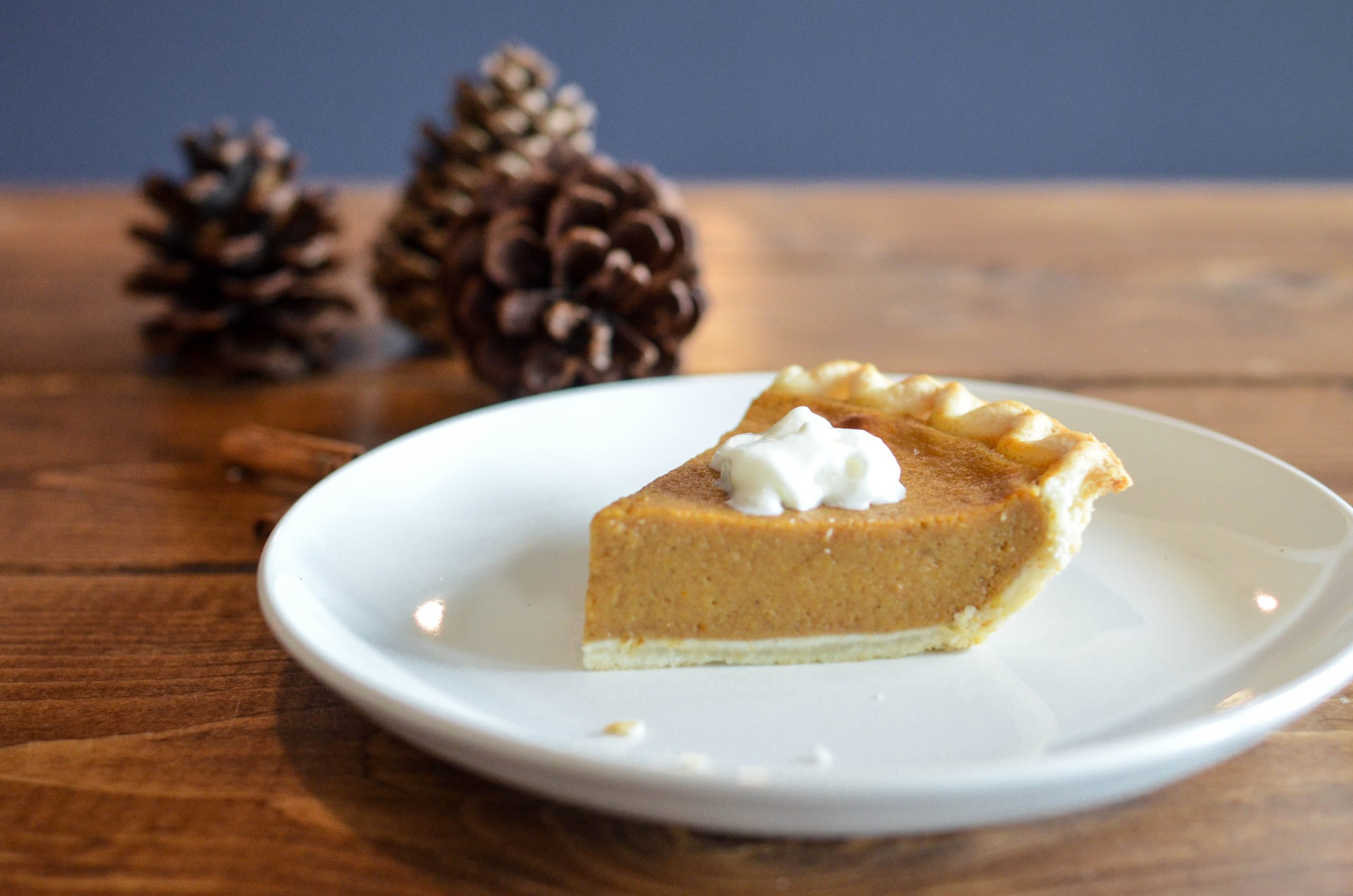 A slice of pumpkin pie for Thanksgiving