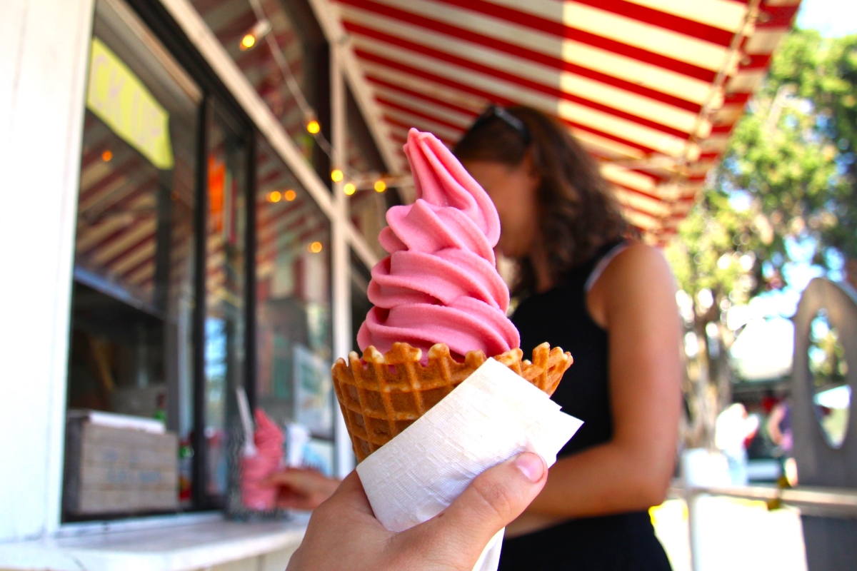 pink swirl ice cream on a hot summer day - summer essentials for food in london
